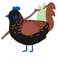 A sable and russet chicken with a half-lace pattern