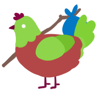 A red and grass chicken with a head pattern