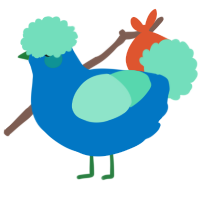 A sapphire and mint chicken