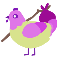 A lemon and orchid chicken with a head pattern