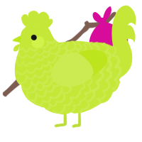 A lime chicken with a lace pattern