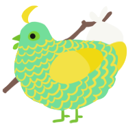 A spring and yellow chicken with a lace pattern