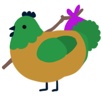 A gold and viridian chicken with a head pattern