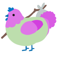 A gluppy and orchid chicken with a head pattern