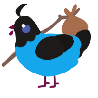 A sky and sable chicken with a head pattern