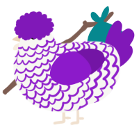 A white and violet chicken with a lace pattern