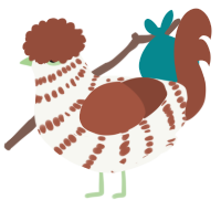 A white and russet chicken with a bar pattern