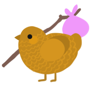 A ochre chicken with a lace pattern