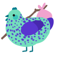 A mint and indigo chicken with a speckle pattern