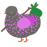 A grey and orchid chicken with a speckle pattern