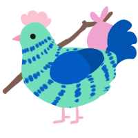 Lan Bawkji, a mint and ultramarine chicken with a bar pattern