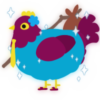 A cerulean and wine chicken with a head pattern