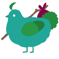 A turquoise and viridian chicken