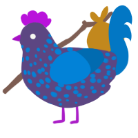 A overcast and sapphire chicken with a speckle pattern
