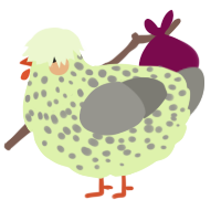 A apple and ash chicken with a speckle pattern