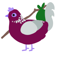 fib, a wine and silver chicken with a neck-speckle pattern
