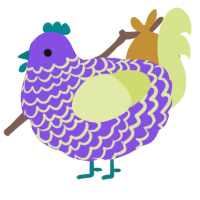 A blurple and lemon chicken with a lace pattern