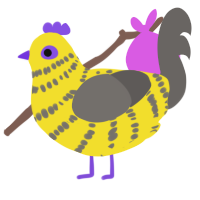 A yellow and grey chicken with a bar pattern