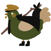 A olive and beige chicken