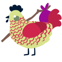 A lemon and crimson chicken with a lace pattern