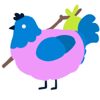 A lavender and sapphire chicken with a head pattern