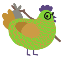 freak, a grass and gold chicken with a lace pattern