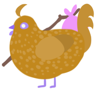 Kiwi, a ochre and gold chicken with a speckle pattern