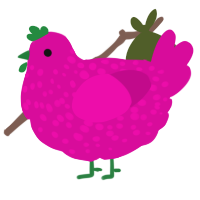 A fuchsia chicken with a speckle pattern