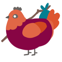 wip, a maroon and vermilion chicken with a head pattern