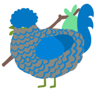A ash and sapphire chicken with a lace pattern