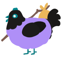 A lilac and sable chicken with a head pattern