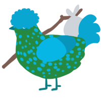 A viridian and cerulean chicken with a speckle pattern