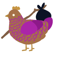A brown and amethyst chicken with a lace pattern