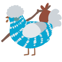 A cerulean and mist chicken with a bar pattern