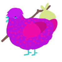 A amethyst and fuchsia chicken with a speckle pattern