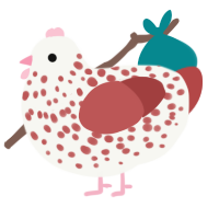 A white and red chicken with a speckle pattern