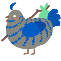 A ash and ultramarine chicken with a bar pattern