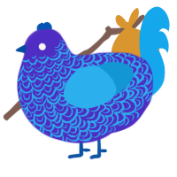A indigo and sky chicken with a double-lace pattern