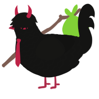 A black chicken with a lace pattern