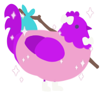Amihida, a pink and amethyst chicken with a head pattern