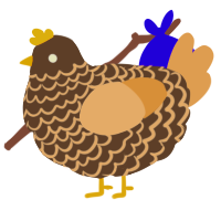A bark and beige chicken with a lace pattern