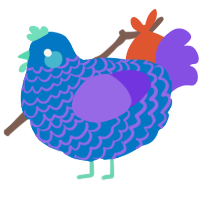 A sapphire and blurple chicken with a lace pattern