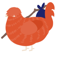 A vermilion chicken with a bar pattern