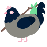 Storm, a ash and tumblr chicken with a head pattern