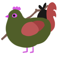 A olive and red chicken