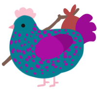 Tropical Skittles, a sea and plum chicken with a speckle pattern