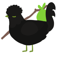 A black and sable chicken with a head pattern