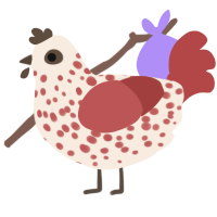 A cream and red chicken with a speckle pattern