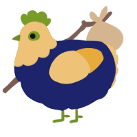 A navy and honey chicken with a head pattern