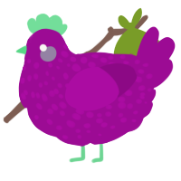 A plum chicken with a speckle pattern